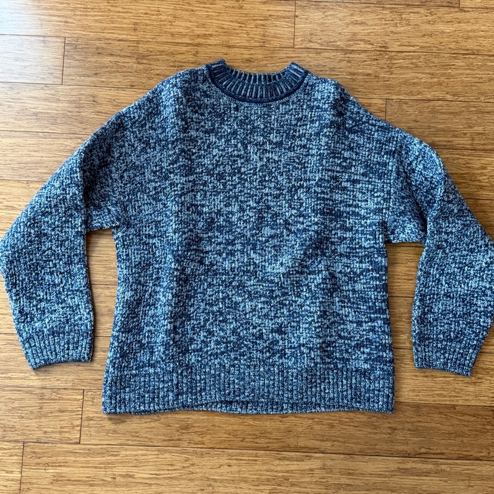 Acne Studios, Metallic Textured Knit Sweater, Blue Mélange, Crewneck, Small